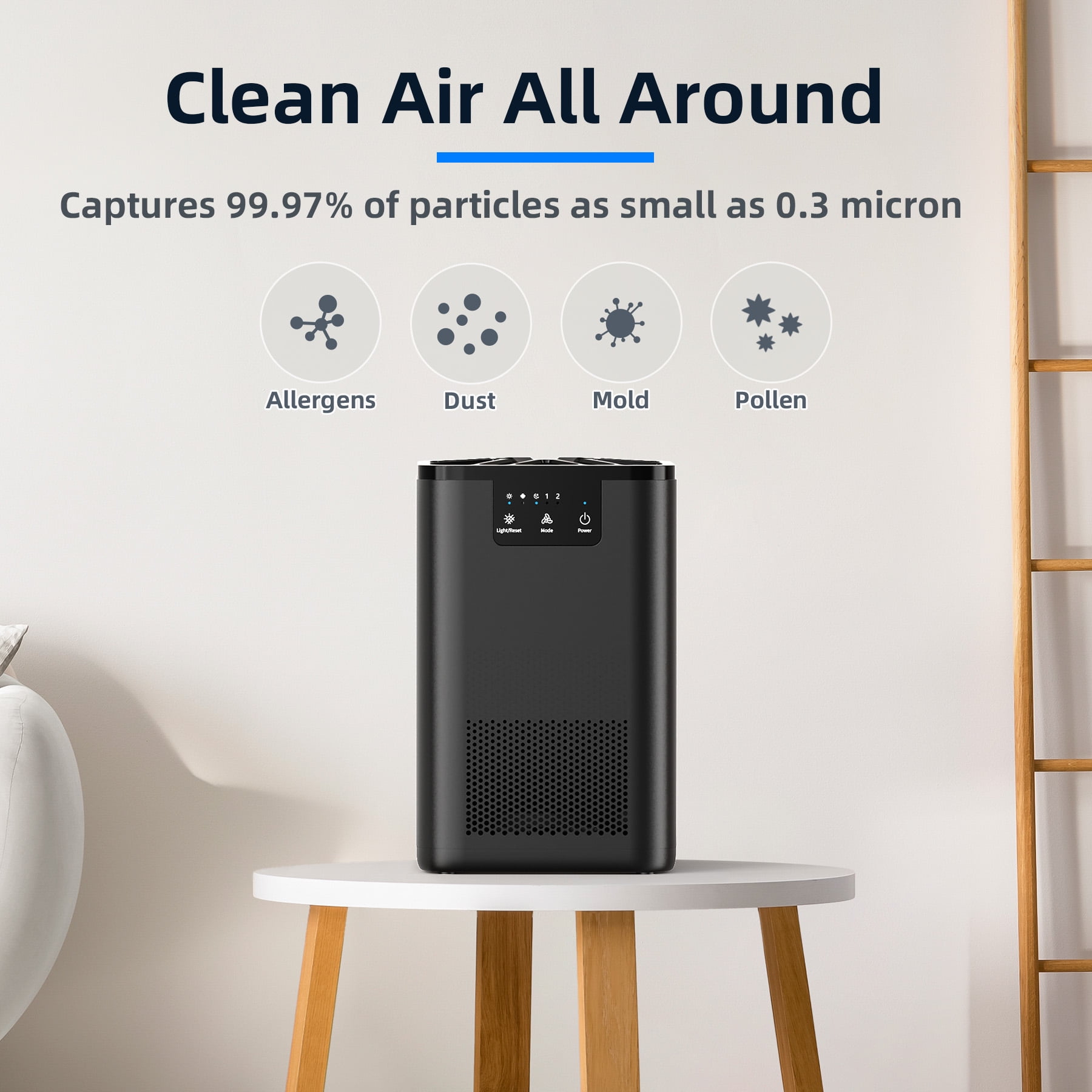 ALROCKET Air Purifier,Hepa Air Purifier Filter for Bedroom,Pet Dander,Odors,Air Cleaner for 300 Sq.ft,Black