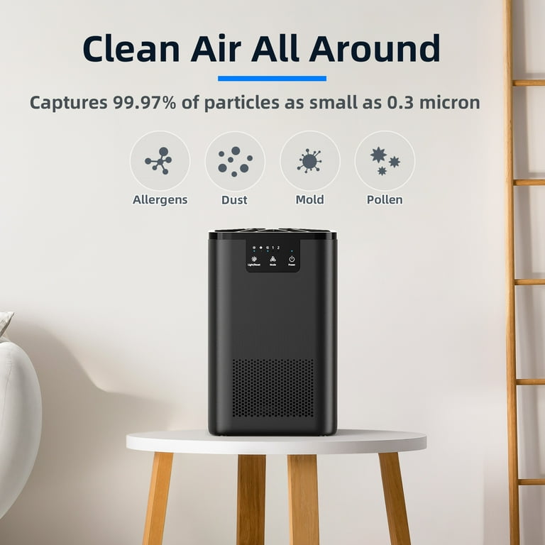 ALROCKET Air Purifier, HEPA Air Filter for Bedroom, Remove 99.9% Smoke Dust for 300 SQ.ft,Black