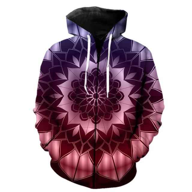 Sudadera con capucha y cremallera Mandala para hombre, estilo Harajuku de primavera, para adolescentes, con estampado 3D, ropa de calle unisex de gran tamaño, divertida, estilo hip hop, gran oferta in