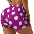thumbnail image 2 of Kdxio Purlpe And White Polka Dot Print Workout Shorts for Women Seamless Soft Smooth Gym Yoga Scrunch Active Shorts, 2 of 5