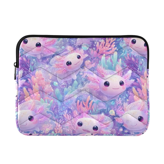 DIXRUYEE Multi-Layer Padded Axolotl Laptop Sleeve Waterproof Shock Resistant Notebook Case for 13/14/15/16 Inch Laptops Office Slim Portable Computer Pouch