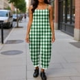 thumbnail image 4 of JULMCOMO Plus Size Jumpsuits for Women Plaid Print Tie Strap Scoop Neck Loose Fit Overalls Sleeveless Vacation Casual Jumpsuits Green M, 4 of 5