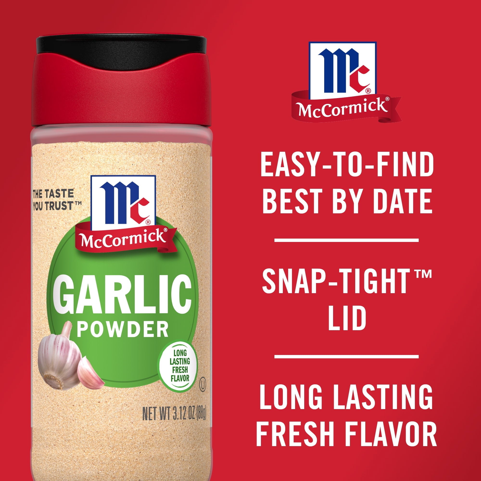 MC CORMICK SPIC GARLIC POWDER 3.12 OZ - Pack of 6