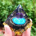 thumbnail image 4 of Amatista cristal decoración cristal puntos ergía meditación Yoga generador ergía cristales estatuil Negro CUTICAT Pirámide de piedra, 4 of 6