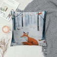 thumbnail image 2 of CMMY  Throw Pillow Covers Red Fox with Red Yellow Bird Winter Landscape Decorative Pillow Cover for Pillows Couch Sofa Bed 22x22in, 2 of 5