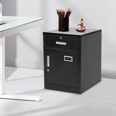 1 Drawer Filing Cabinet w/Lock Black  Modern Metal Vertical File Storage Cabinet for Office,Hospitals, Hotels
