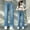 1-Blue, variant on Girls Jeans Flared Jeans Embroidered Jeans High Waisted Jeans Wide Leg with Pockets for Girls 5-6 Years