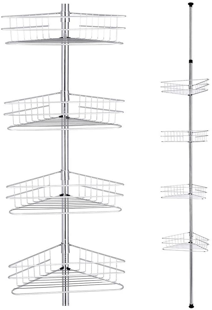 Imperial Telescopic Shower Rack with 4 Tier Expandable Bath shelf Bath