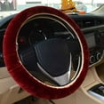 thumbnail image 2 of Eguiwyn Steering wheel cover Plush Car Steering Wheel Cover Soft Winter Warm Supplies Car Steering Wheel Hand Warmer Wine red One Size, 2 of 2