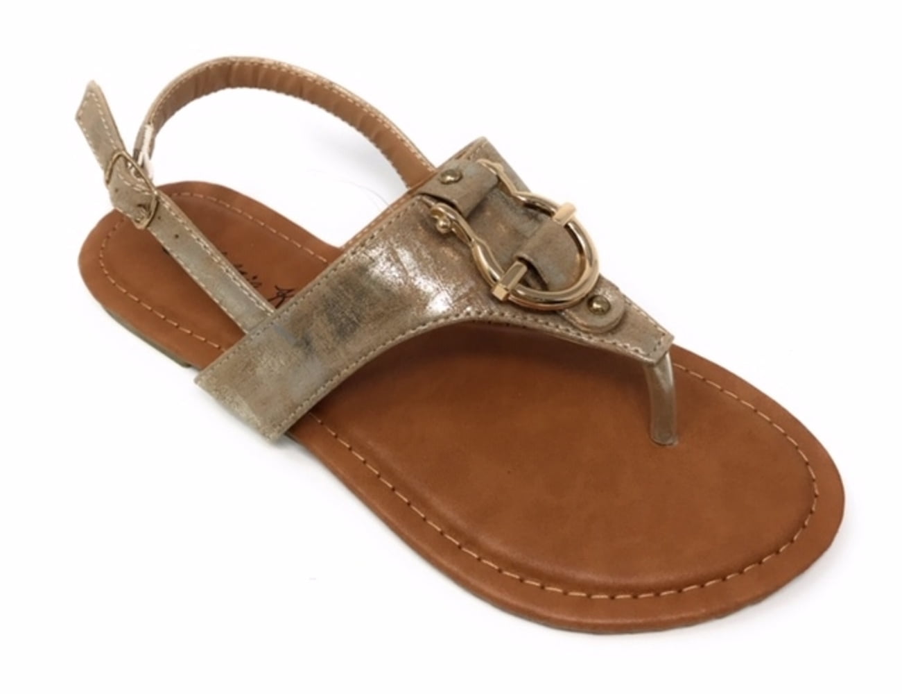 Victoria K Women's Gold Buckle Metallic Sandals