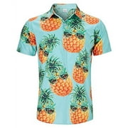 RAISEVERN Mens Pineapple Shirts Casual Button-Down Short Sleeve Funny Novelty Aloha Shirt for Beach Holiday Vacation