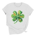 thumbnail image 5 of Womens St Patricks Day T Shirt Artistic Shamrock Graphic Tees Short Sleeve Black Tops Painted Clover Casual Blouse, 5 of 6