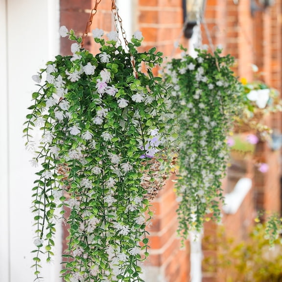 JilgTeok Back to School Artificial Fake Hanging Flowers Plants with Basket for Outdoor Decoration,Fake Silk Flower UV Resistant for Outside, Faux Rose Flower for Home Patio Garden Porch Decor(H:30in)