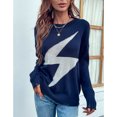 thumbnail image 2 of Mujer Suéter Agujero Elementos de Cuello Redondo Tejer Suave Transpirable Superior Femenina para Trabajar En Casa, 2 of 8