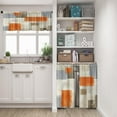 thumbnail image 2 of Orange Kitchen Window Curtains Valance and Tier Set 36 Inch, Grey Beige Contemporary Rod Pocket Short Tier Curtain, Abstract Art Small Cafe Drapes for Kitchen Decor, 2 of 6