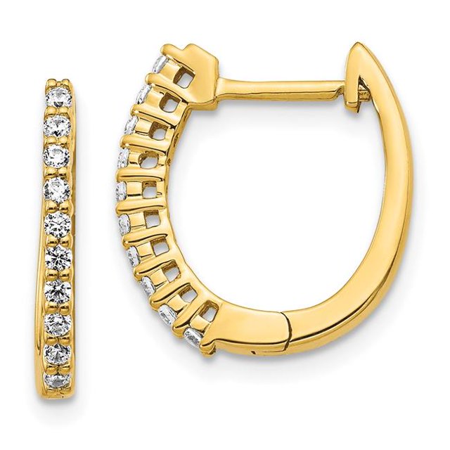 Quality Gold EM5411-025-YA 14K Yellow Gold Diamond Hinged Hoop Earrings