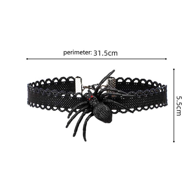 Fiudx Collar Falso de Clavícula, Diseño de Encaje Negro, Detalles En Rojo, Material Cómodo y Ligero, Perfecto para Disfraces de Halloween, Fiestas de Máscaras, Regalo Navideño, Talla Única.