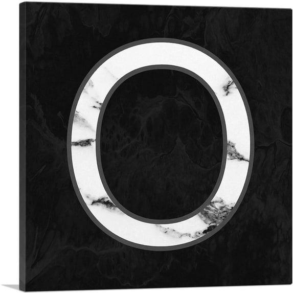 ARTCANVAS Classy Black White Marble Alphabet Letter O Canvas Art Print - Size: 26" x 26" (1.50" Deep)