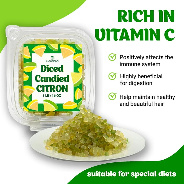 Diced Candied Citron, Glazed Citron Peel for Baking, Candied Fruit