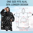 thumbnail image 4 of Oversized Wearable Blanket Hoodie,Black White Gothic Cat Skull Key Pattern Sherpa Blanket Hoodie with Super Pockets,Super Warm Fuzzy Pullover for Women & Men, 4 of 6