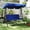 Blue, variant on Skandiquip 3 Seats Patio Canopy Porch Swing Chair, Adjustable Canopy Cushioned Glider Hammock, Heavy Duty Stable Stand, All Weather Resistant, Red