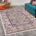 thumbnail image 2 of Tribal Area Rug with Non-Slip Backing, Triangles and Flowers Old People Art from the Past Squares Geometric, Quality Carpet for Bedroom and Dorm Room, 5.2' X 7.6', Plum Pearl, by Ambesonne, 2 of 6
