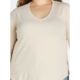 thumbnail image 4 of Terra & Sky Women’s Plus V Neck Tee with Long Sleeves, Available in 1 and 3-Packs, Sizes 0X-5X, 4 of 5