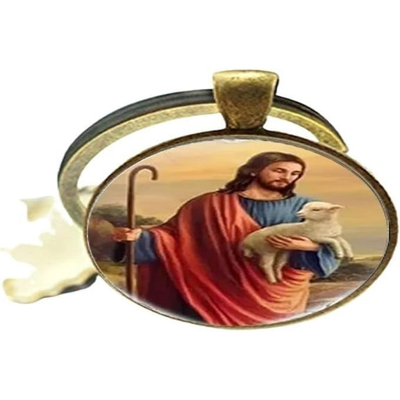 Religious Faith Jesus Art Photo Glass Keychain