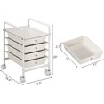 thumbnail image 3 of 4-Tier Utility Cart with 4 Drawers, Rolling Utility Cart with 2 Lockable Caster Wheels, Multipurpose Mobile Rolling Drawer Cart for Office Bathroom Kitchen, Ivory White, 3 of 16