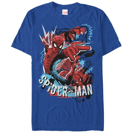 Men's Marvel Spider-Man Cartoon Graphic Tee Royal Blue Large
