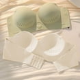 thumbnail image 3 of Amidoa Beige Bras for Women Demi-Cup Seamless No Wire Solid Push-up Bra Brasiers Women L, 3 of 4