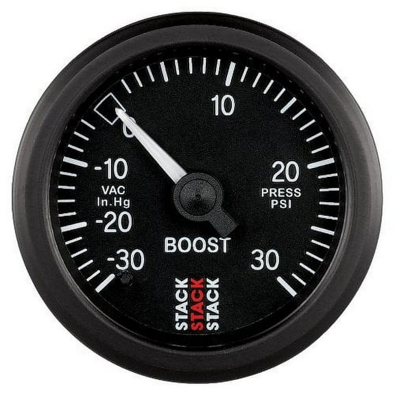 Autometer 52mm Stack Instruments -30INHG to 30PSI Mechanical Boost Gauge - Black - ST3112