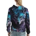 thumbnail image 7 of Honeii Purple Sky Wolf Pattern Womens Oversized Hoodies Long Sleeve Sweatshirts Pullover Fall Outfits with Pocket-Medium, 7 of 7