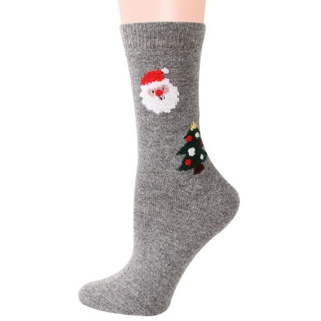 

KEVCHE Christmas Women s Coral Fleece Socks Print Thicker Anti-slip Floor Carpet Socks Gray