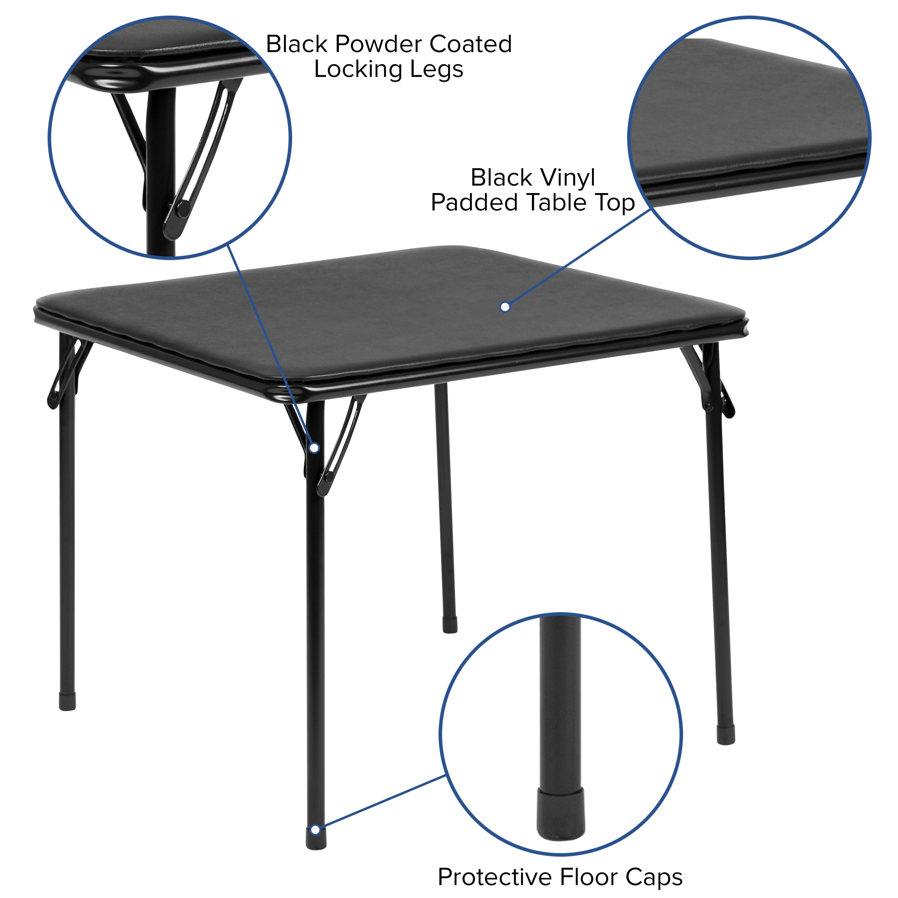 Emma + Oliver Kids Black 3 Piece Folding Activity Table and Chair Set