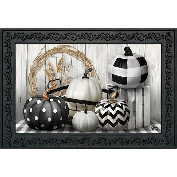 Briarwood Lane Black White Pumpkins Fall Doormat
