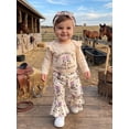 thumbnail image 3 of Svuitmsl Western Newborn Baby Girl Cowgirl Outfit Spring Fall Winter Clothes Letter Boots Print Long Sleeves Romper and Elastic Flared Pants Headband Set, 3 of 8