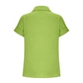 thumbnail image 5 of YUGYXL Women's Short Sleeve Button Down Shirt Comfy Solid Collared V Neck Blouse with Pockets Summer Cotton Linen Tops Loose Fit Casual Dressy Clothes, 5 of 6
