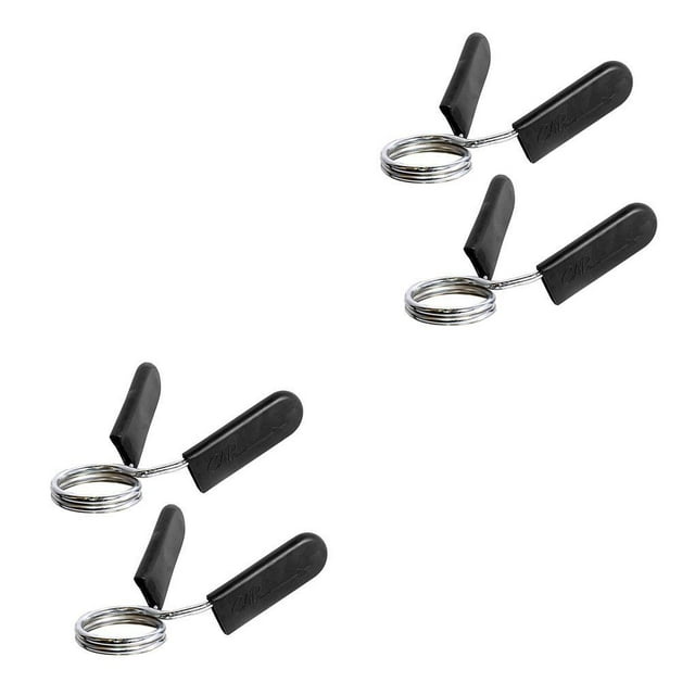 Transemion 2pcs Barbell Ressort Pinces Entraînement Haltérophilie Remise en Forme Libération Barre de Poids Verrous Clips Noir Argent 25mm 2Set