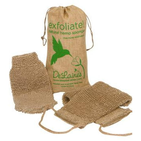 DeLaine's Exfoliating Back and Body Scrubber - Natural Hemp - Luxurious Healthy Skin Care for Women and Men - Very Hygienic and Durable - Machine Wash and Dry- Large Mitt