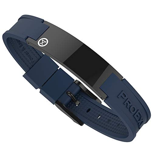 ProExl Meilleur Sport Golf Bracelet Magnétique Carbone Noir Foncé avec Bracelet Bleu Imperméable à l'Eau
