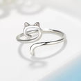 thumbnail image 3 of Anillo de gato geométrico con línea de gancho que se abre y se ajusta con forma de animal, joyería tejida con línea, 3 of 6