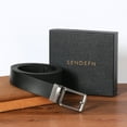 thumbnail image 4 of SENDEFN Men's Leather Dress Belt Work Business and Casual Automatic Adjustable Click Buckle Belts 1 3/8" Wide with Gift Box, 4 of 5