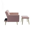 thumbnail image 6 of Accent Recliner Chair with Ottoman, Velvet Upholstered Armchair with Adjustable Armrests and Backrest, Modern Button Tufted Lounge Chair with Metal Legs for Living Room, Pink, 6 of 7