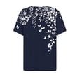 thumbnail image 5 of HOMBOM T-Shirts for Women Summer Graphic Tees Henley V Neck Short Sleeve Floral Casual Dark Blue Ladies Tops, 5 of 7