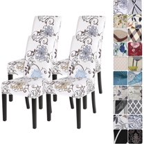 Dining Room Chair Covers Set of 4, Stretch Removable Washable Spandex Dining Chair Slipcovers Protectors, Kitchen Chair Covers for Dining Room Party Hotel Ceremony Banquet(White Flower)
