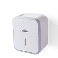 thumbnail image 1 of Portarrollos de papel higiénico adhesivo Baño montado en la pared Soporte de papel higiénico a prueba de mascotas blanco Portarrollos de papel higiénico impermeable de plástico con tapa, 1 of 5