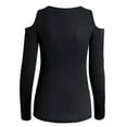 thumbnail image 2 of Minnieouse Mujer Camiseta Hombro frío Manga larga Cuello en V Vendaje Top Prendas para la parte del cuerpo negro XXL, 2 of 6