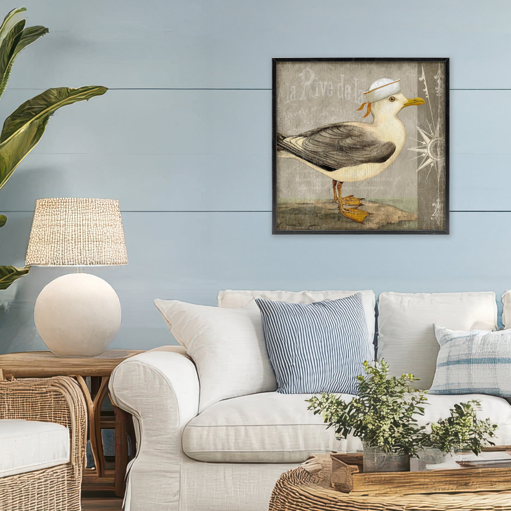 Stupell Industries Rustic Little Seagull Black Framed Giclee Art, design by Suzanne Nicoll