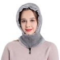 thumbnail image 4 of Uooqdmx Winter Accessories for Women Hat Scarf Winter Hats for Women Hat and Scarf Set for Women Hooded Scarf for Women Hat with Scarf Attached Neck Warmer Gray One Size, 4 of 8